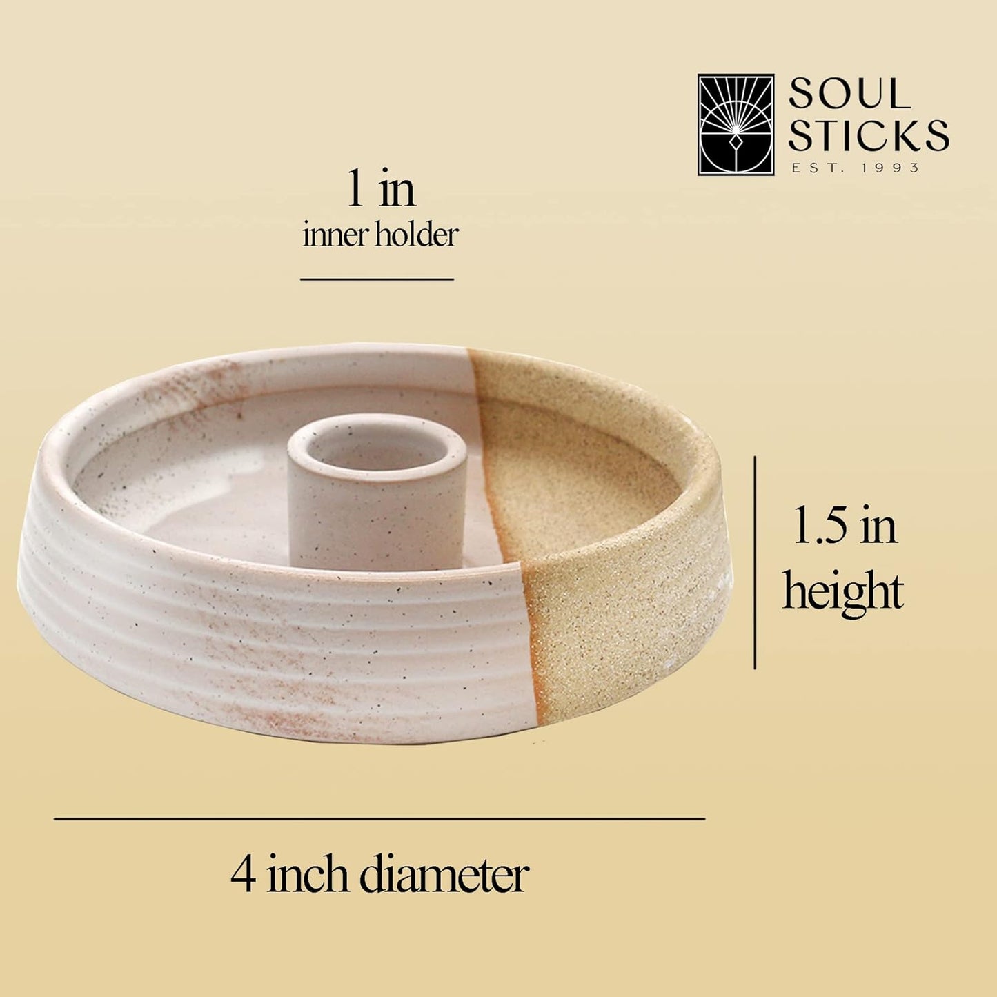 Beige Ridged Ceramic Palo Santo Burner