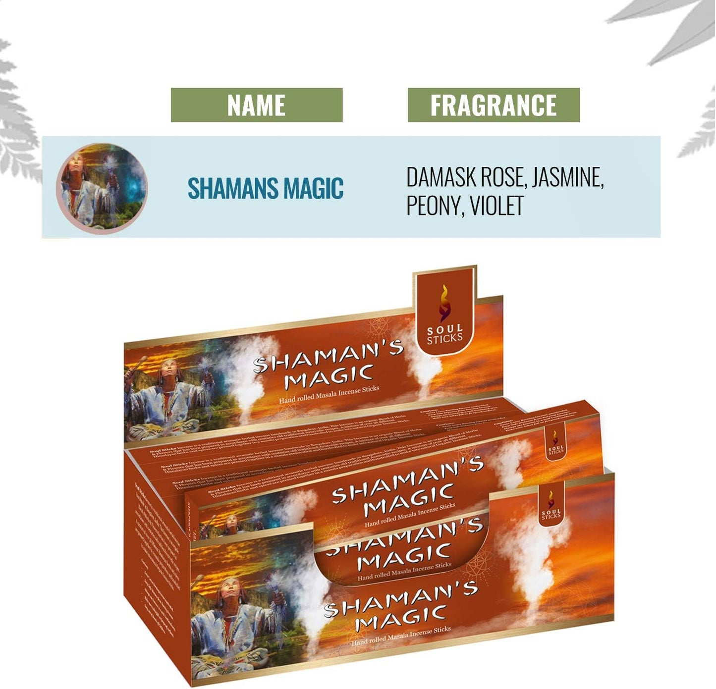 Soul Sticks, 15 G Shaman's MagicNatural Masala Incense Sticks (12 PK BOX)