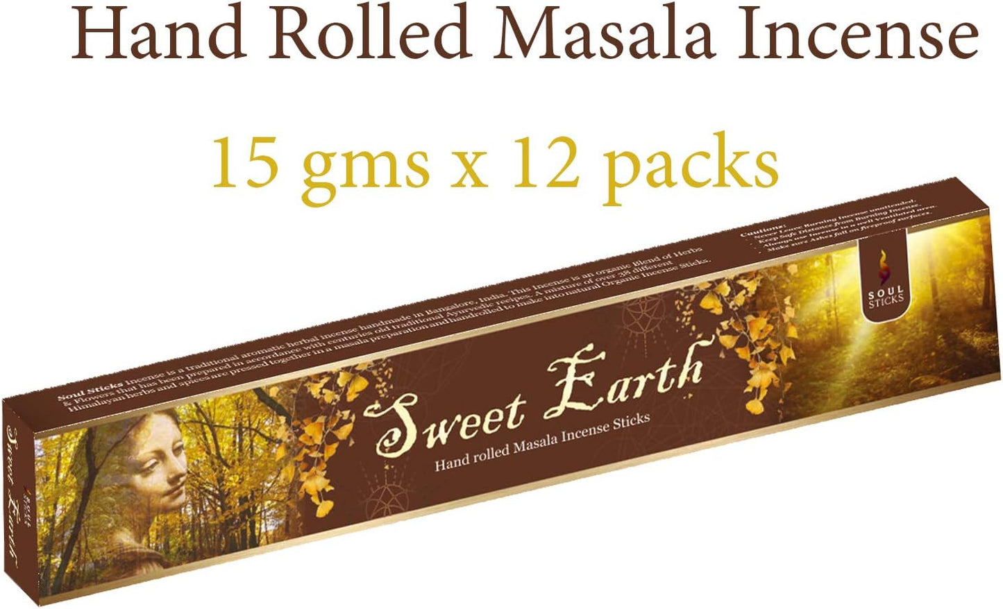 Soul Sticks, 15 G Sweet Earth Natural Masala Incense Sticks (12 PK BOX)