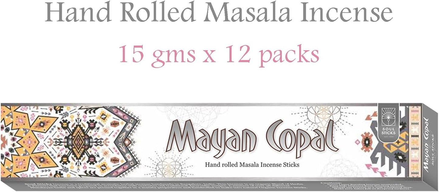 Soul Sticks, 15 G Mayan Copal Natural Masala Incense Sticks (12 PK BOX)