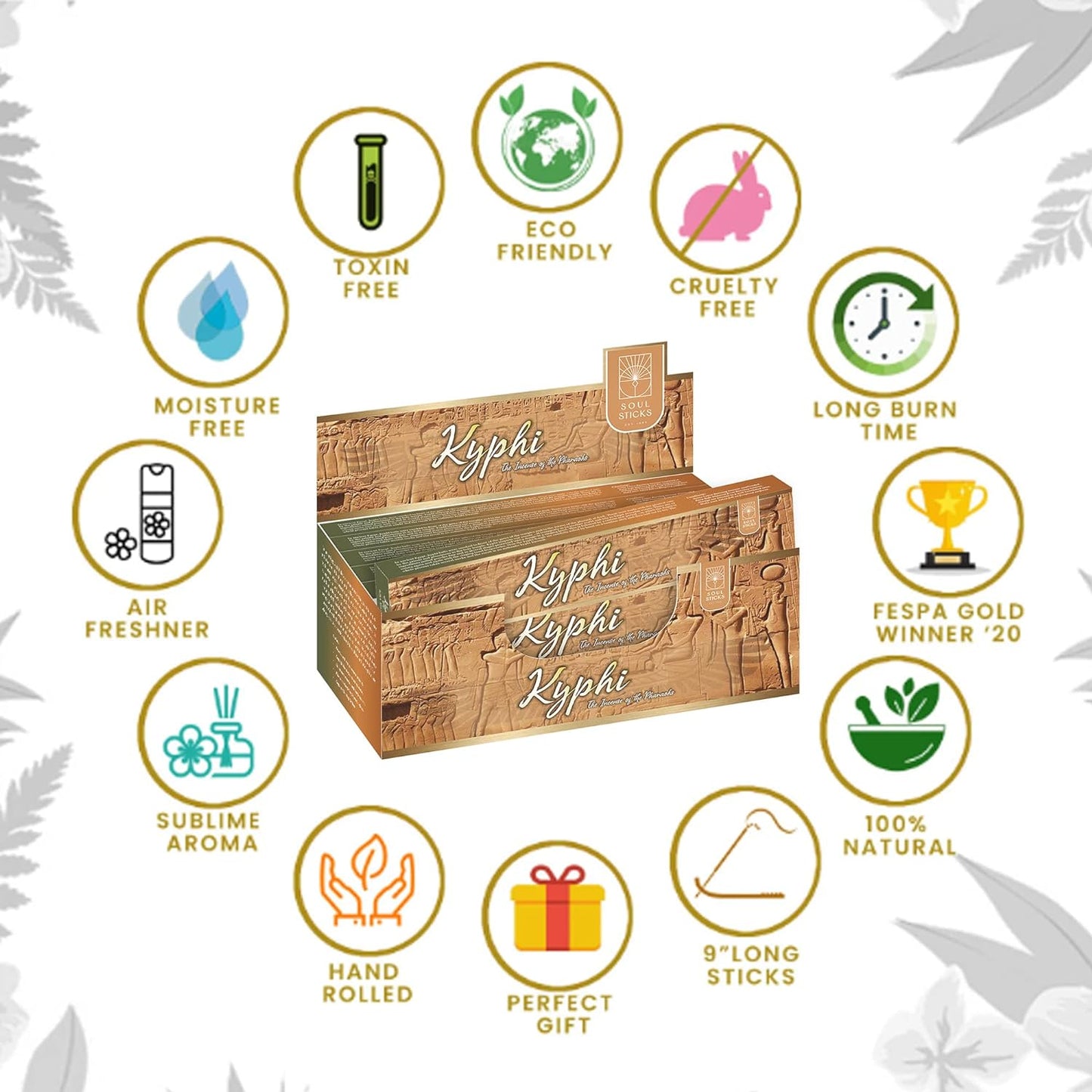 Soul Sticks, 15 G Kyphi Natural Masala Incense Sticks (12 PK BOX)