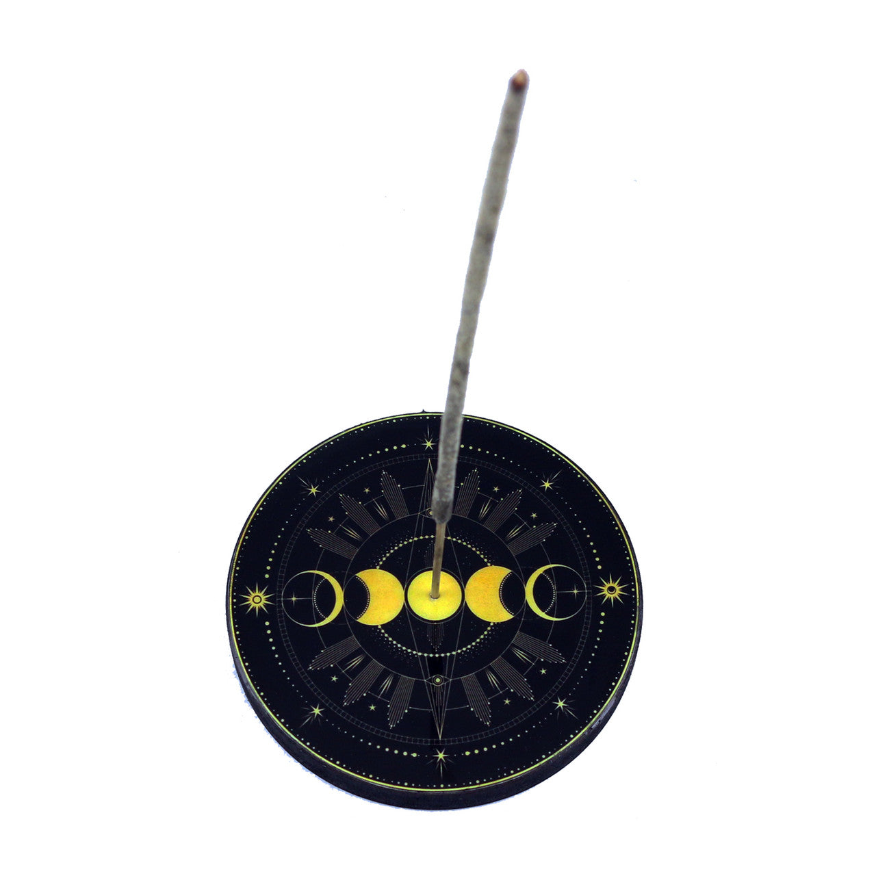 Triple Moon Round Wooden Incense Ash Catcher (4")