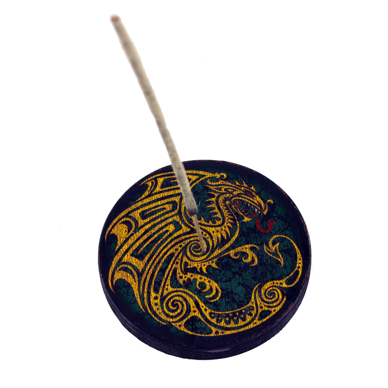 Dragon Round Wooden Incense Ash Catcher (4")