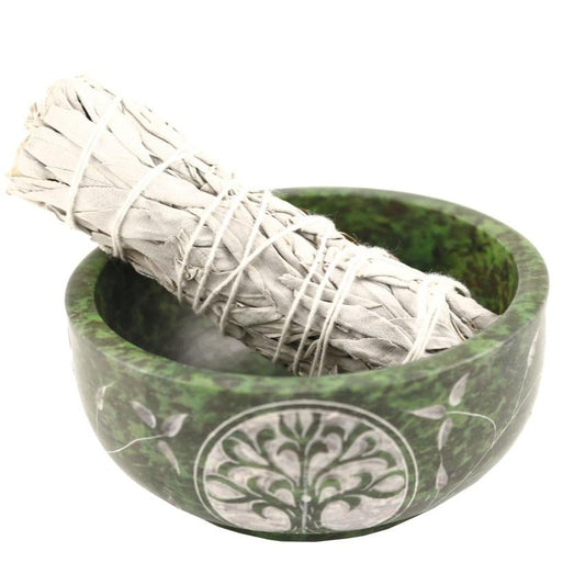 Decorative smudge bowl for spiritual rituals, home purification, and sacred space creation.