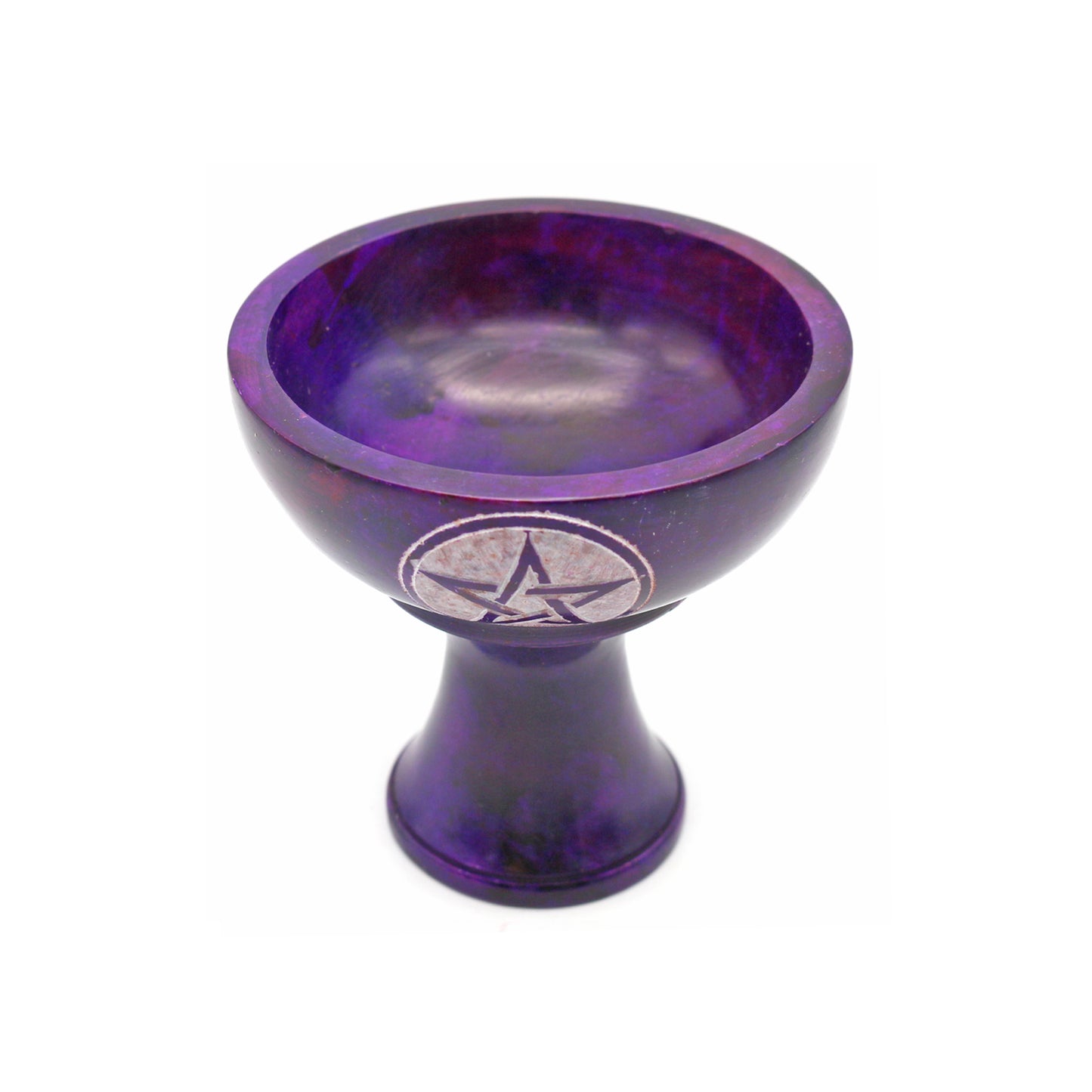 Pentacle Hand-Carved Soapstone Smudge Bowl with Stand