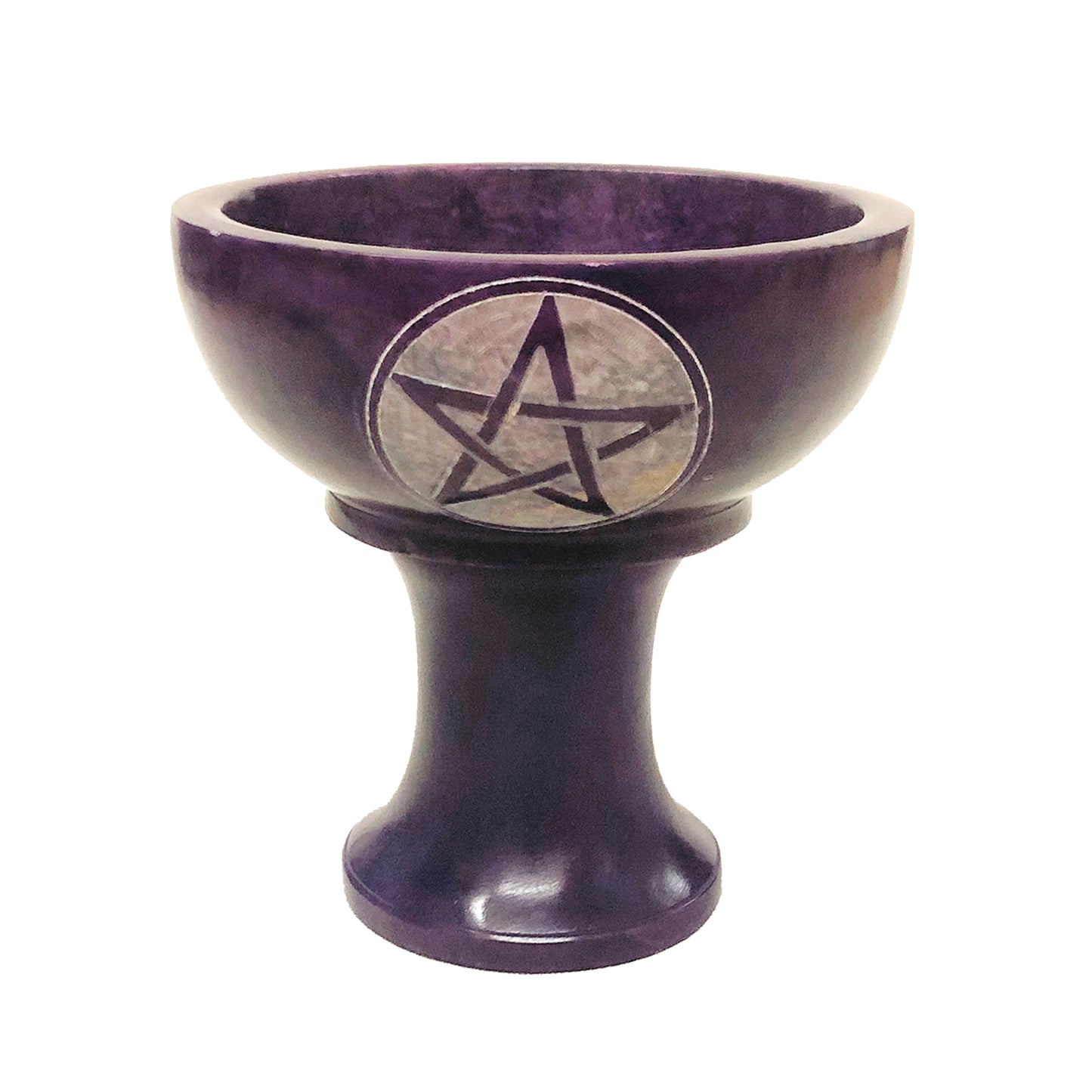 Pentacle Hand-Carved Soapstone Smudge Bowl with Stand