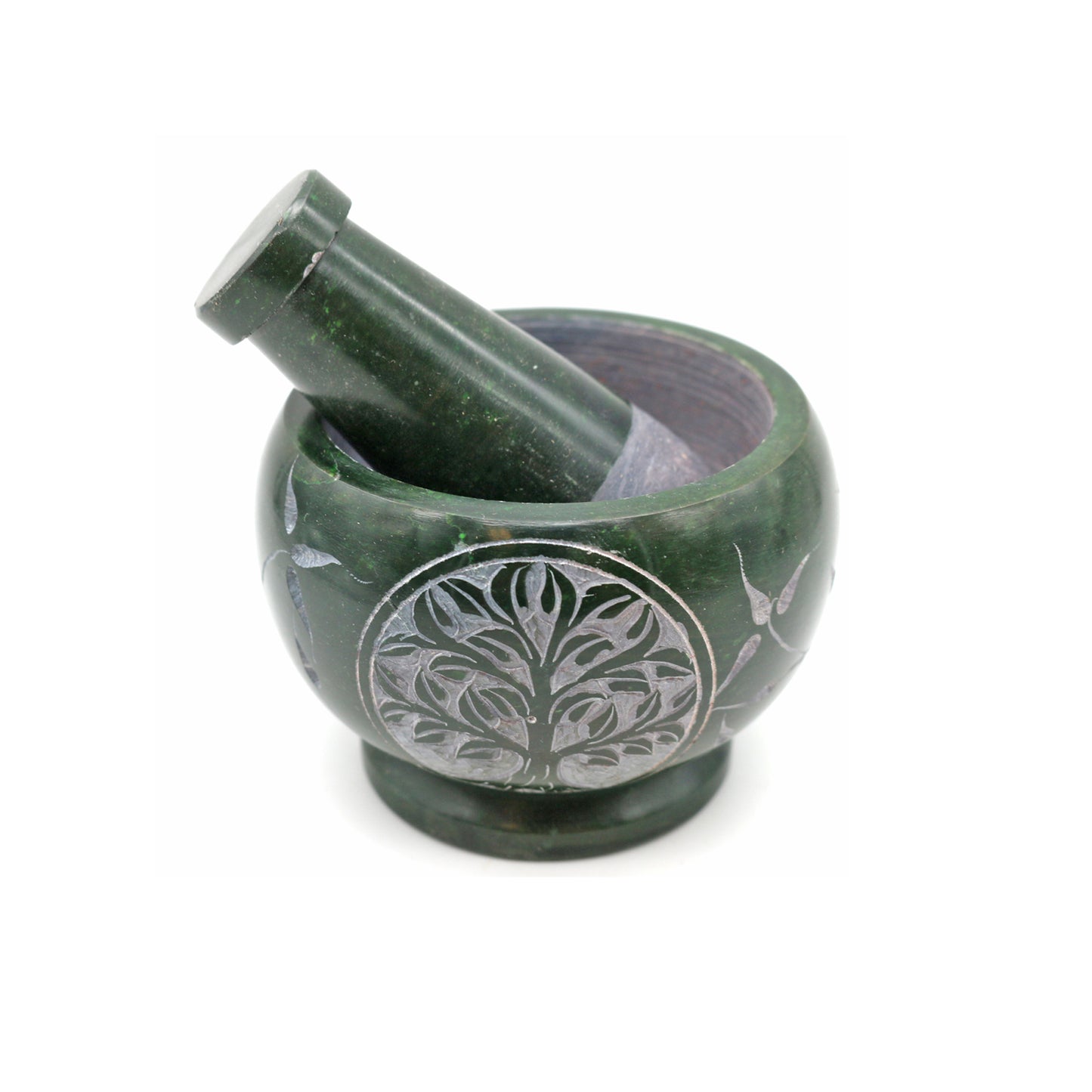 Tree of Life Hand-Carved Soapstone Mortar & Pestle