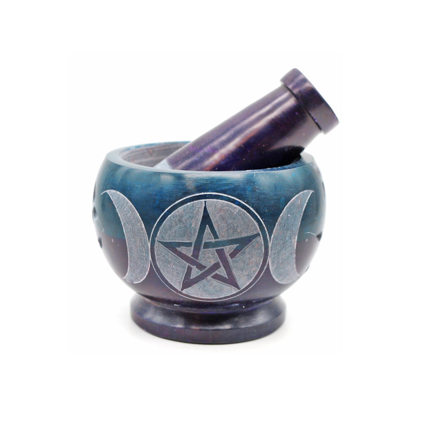 Triple Moon Hand-Carved Soapstone Mortar & Pestle