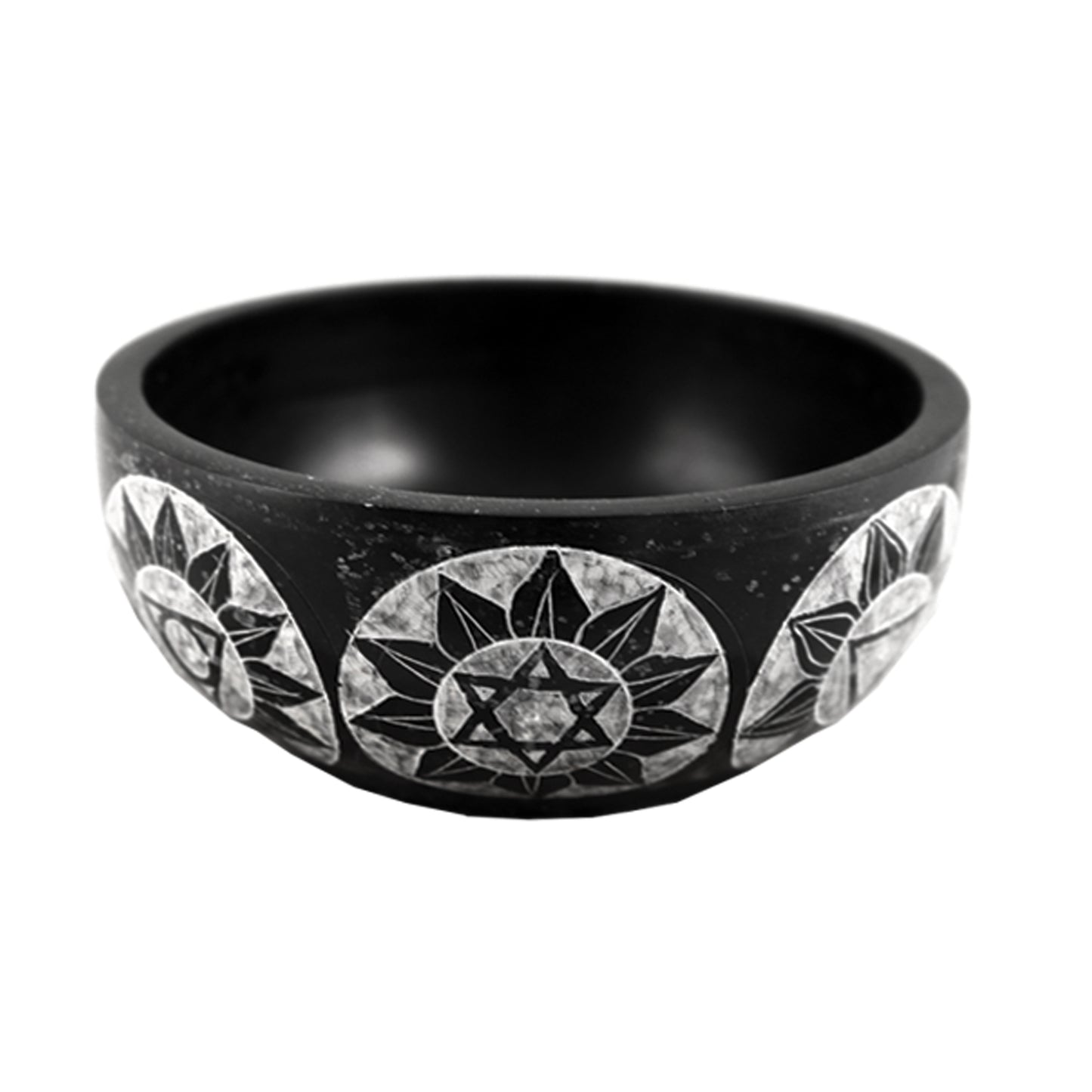 Black 7 Chakras Hand-Carved Soapstone Smudge Bowl