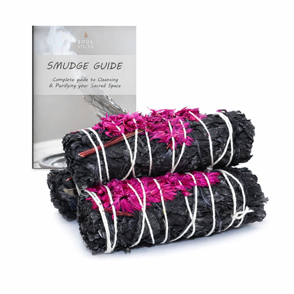 Blossom Floral Sage Smudge Sticks with Smudge Guide, 3-Pack