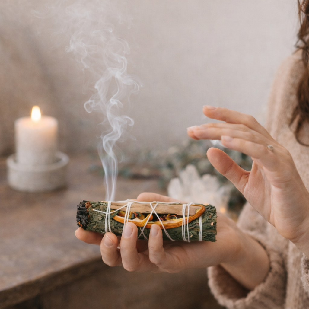 Orange, Cinnamon & Cedar Sage Smudge Sticks with Smudge Guide, 3-Pack