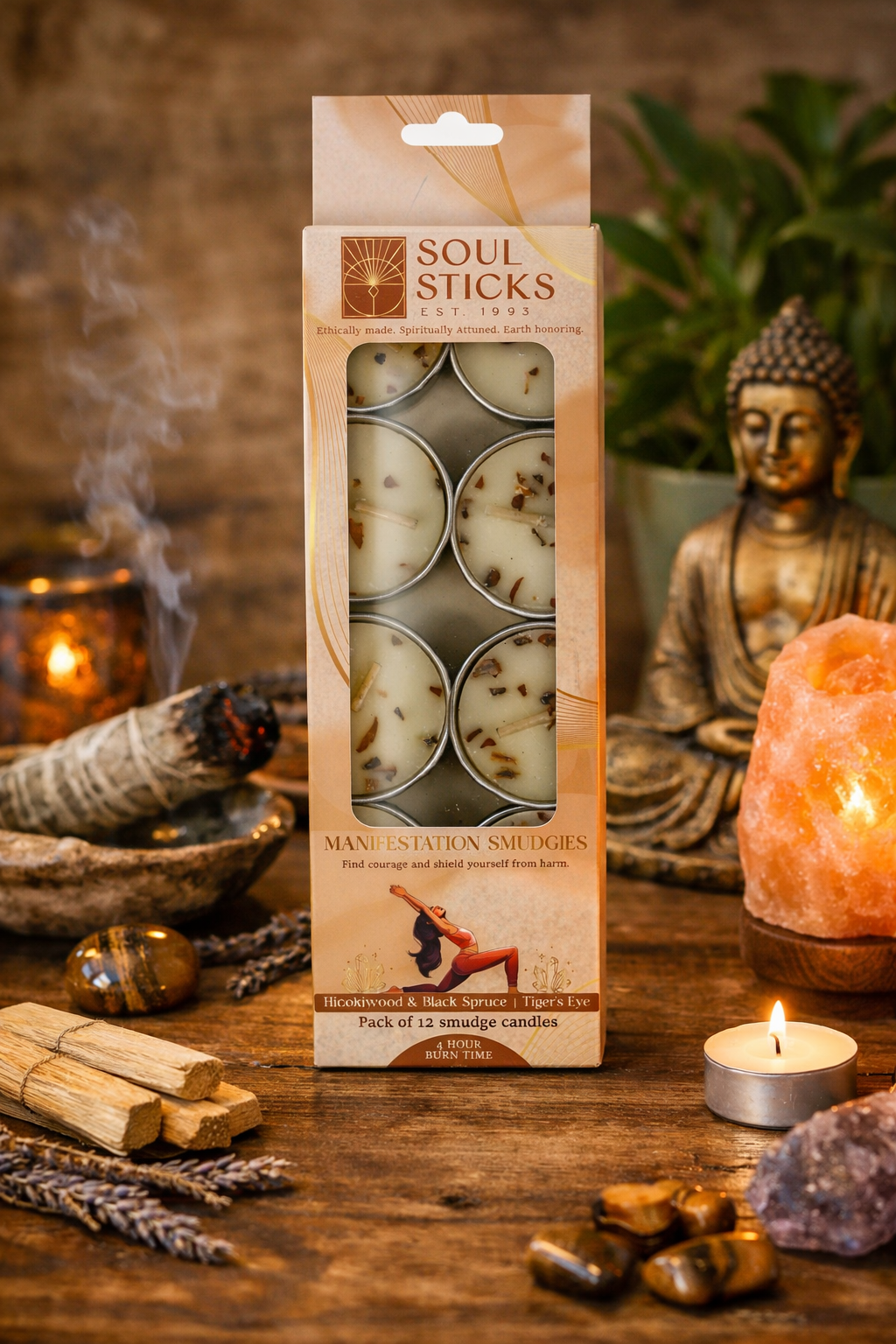 Packaged Manifestation Smudgies - Courage & Protection shown on a plain background
