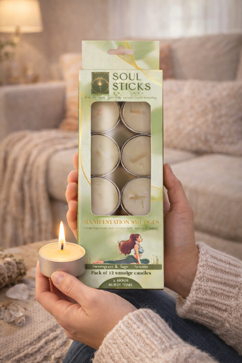 Packaged Manifestation Smudgies - Harmony & Spiritual Connection shown on a plain background