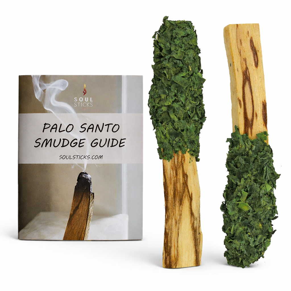 Green Serenity Palo Santo Pops Duo with Smudge Guide