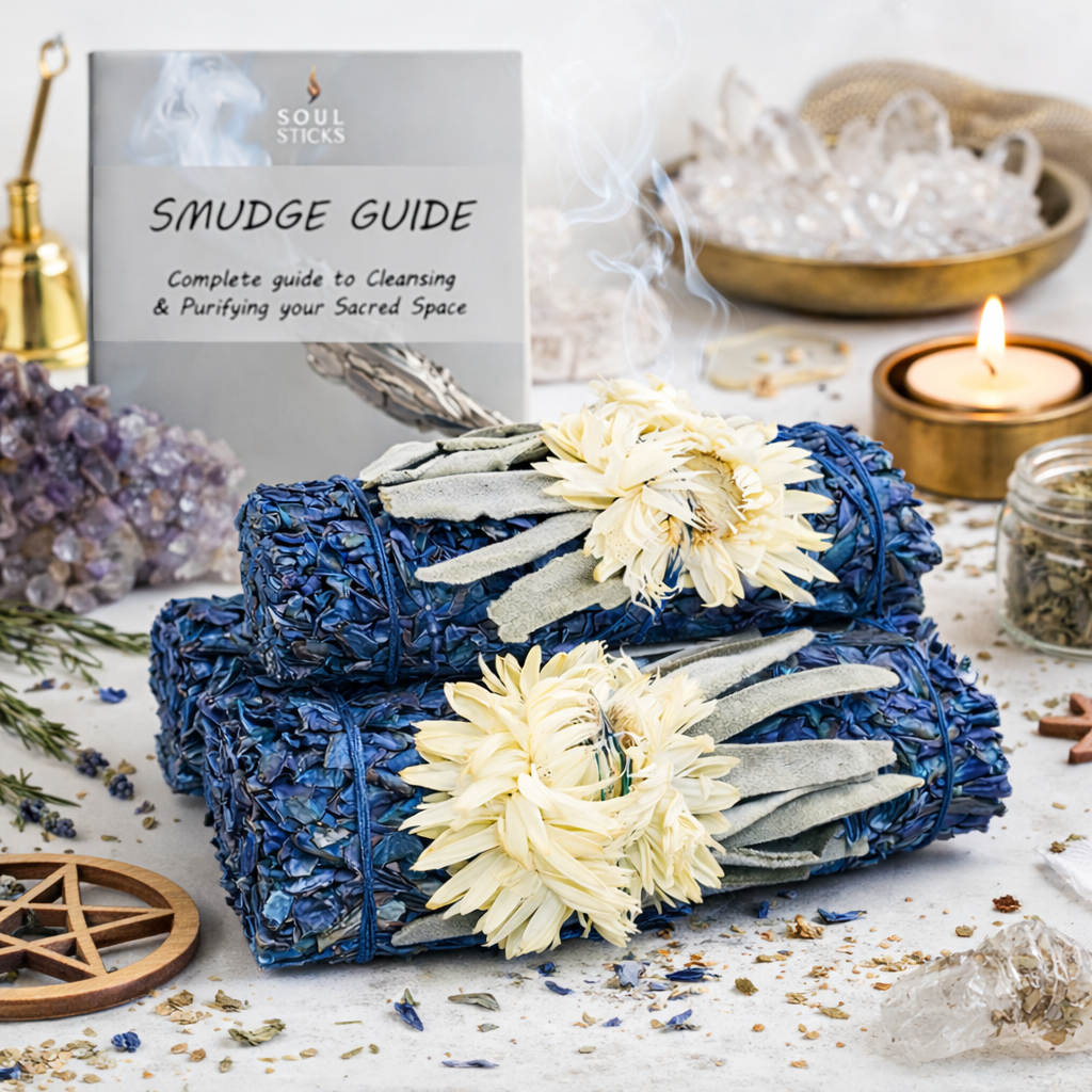 Blue Moon Floral Sage Smudge Sticks with Smudge Guide, 3-Pack