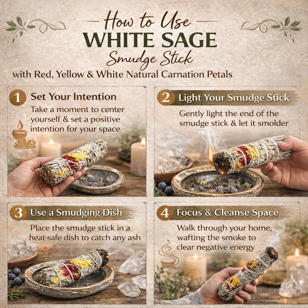 Harmony Floral Sage Smudge Sticks with Smudge Guide, 3-Pack