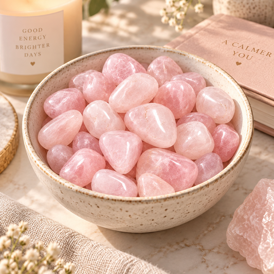 Rose Quartz Tumbled Crystal Stones for Love Compassion Emotional Healing and Self Love