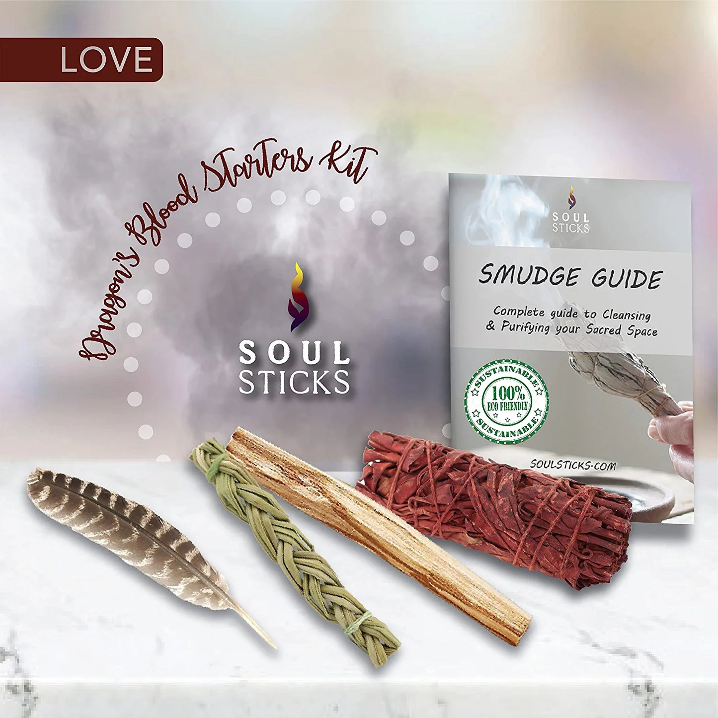 Dragon's Blood Sage Smudge Kit with Smudge Guide