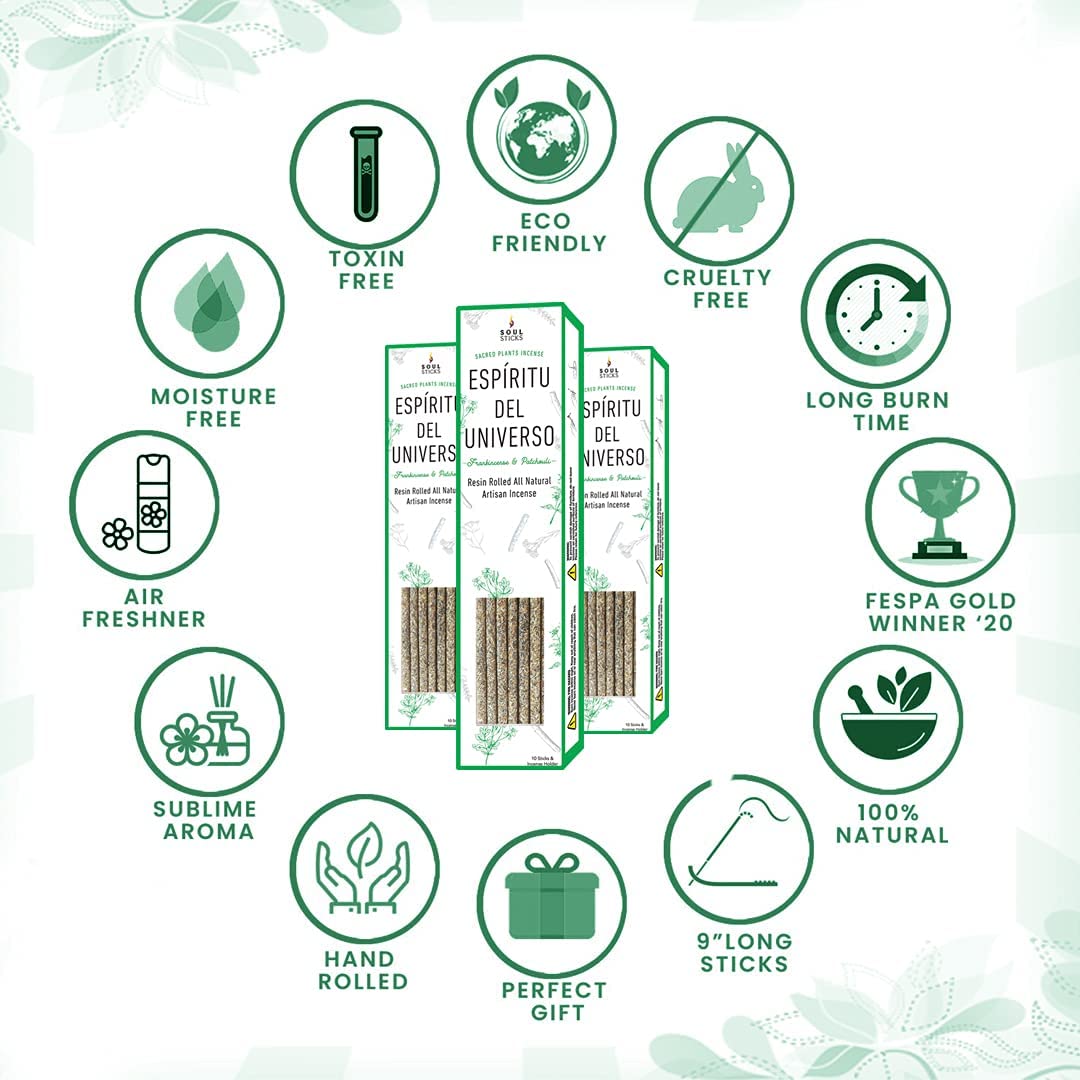 Espiritu del Universo Frankincense & Patchouli Resin Rolled Incense Sticks
