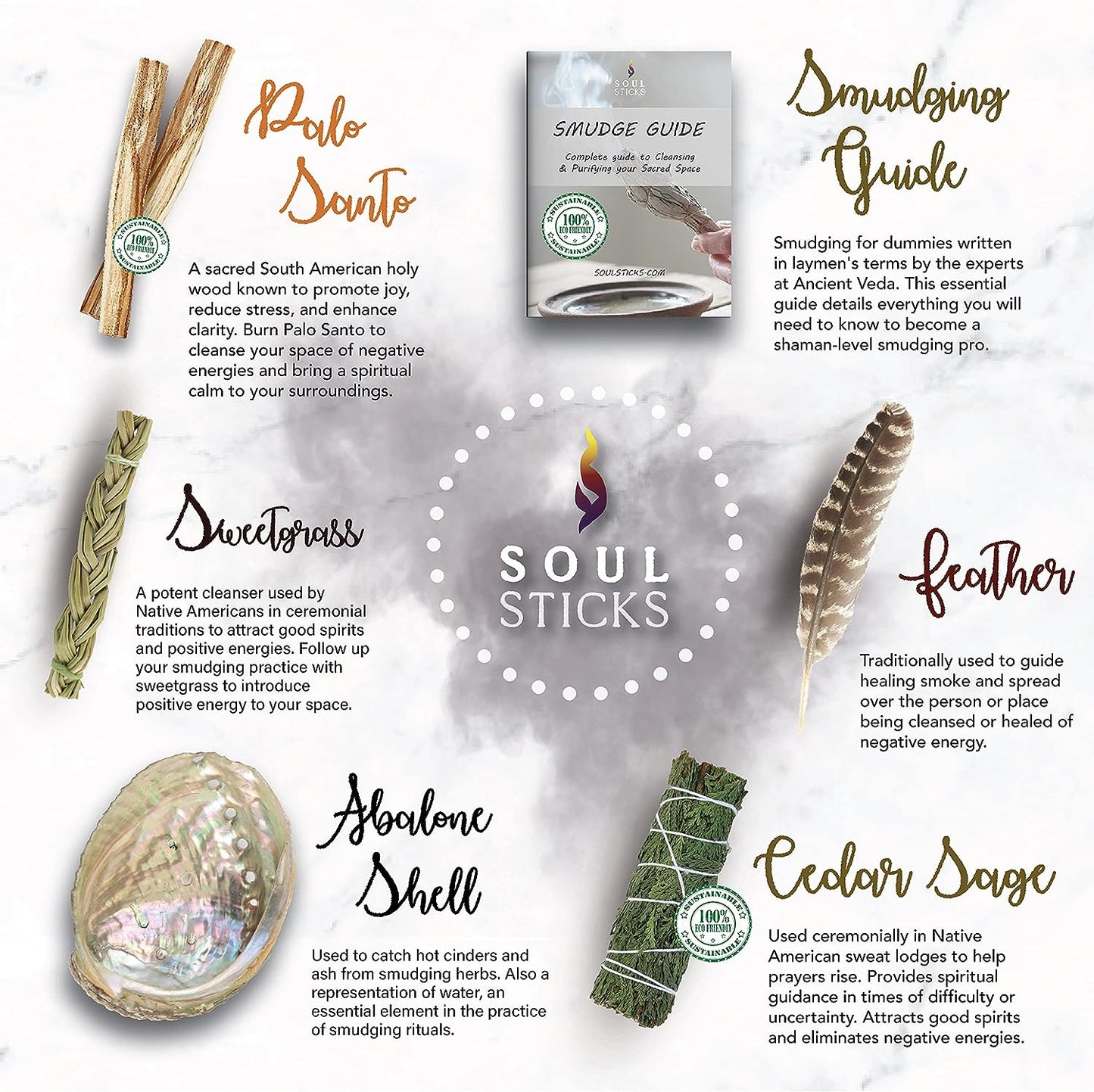 Beginners Cedar Sage Smudge Kit with Smudge Guide