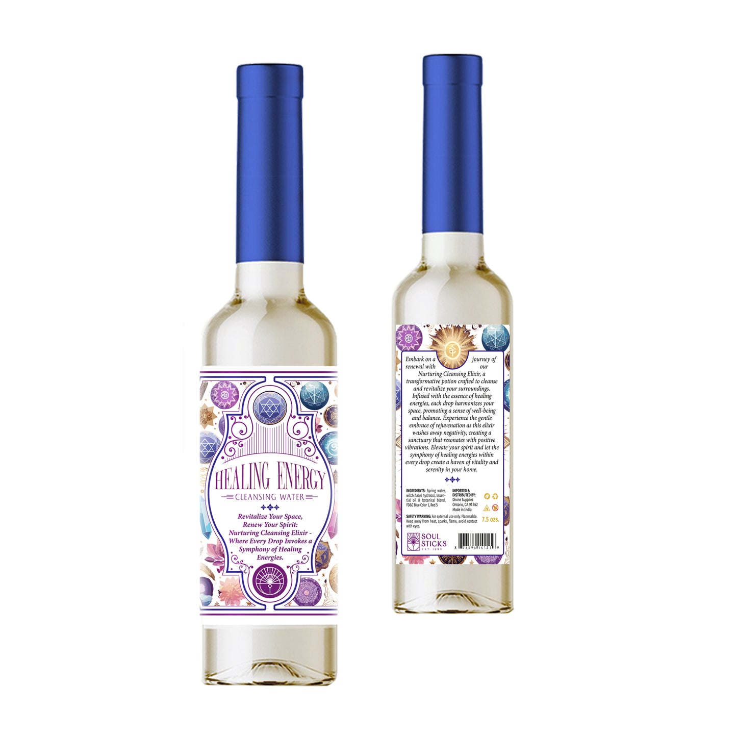 Spiritual cleansing waters infused with natural ingredients for energy balance.