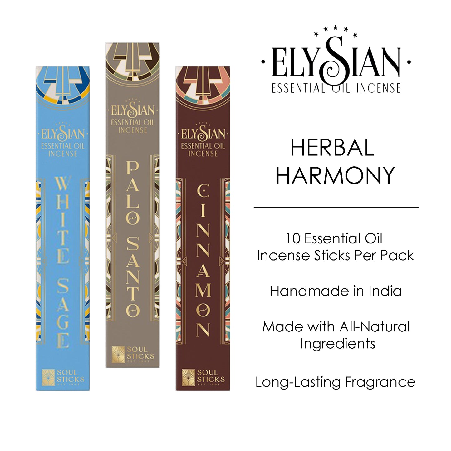 Elysian, Herbal Harmony Essential Oil Incense Sticks (3 PK)