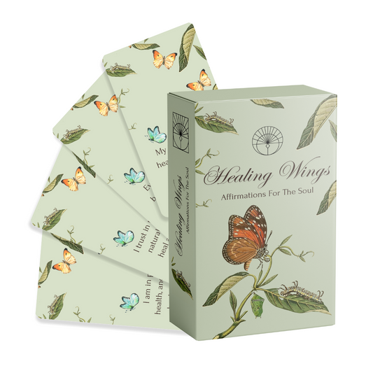 Set of spiritual cards with mystical artwork and messages.