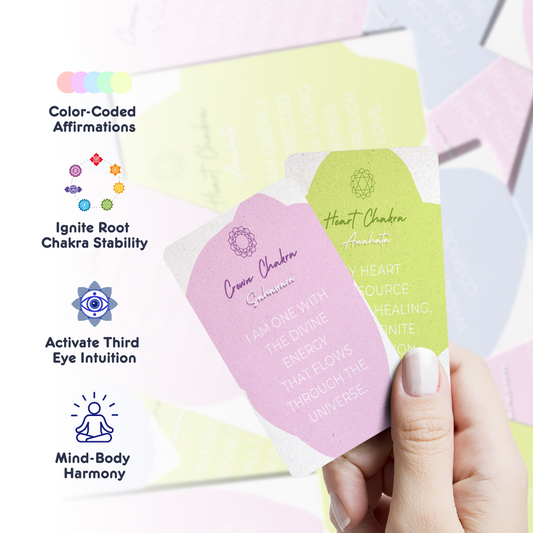 Set of spiritual cards with mystical artwork and messages.