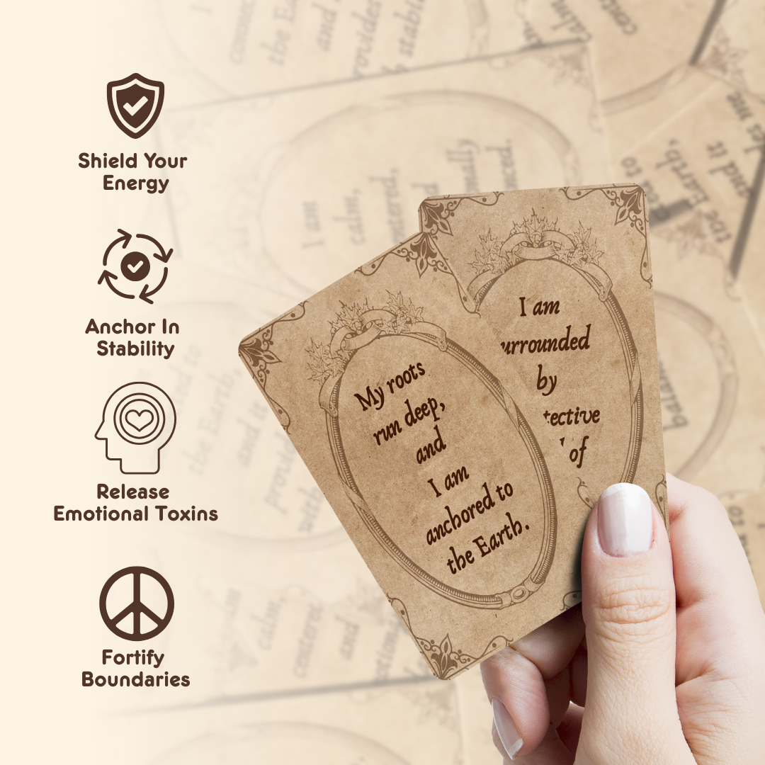 Set of spiritual cards with mystical artwork and messages.