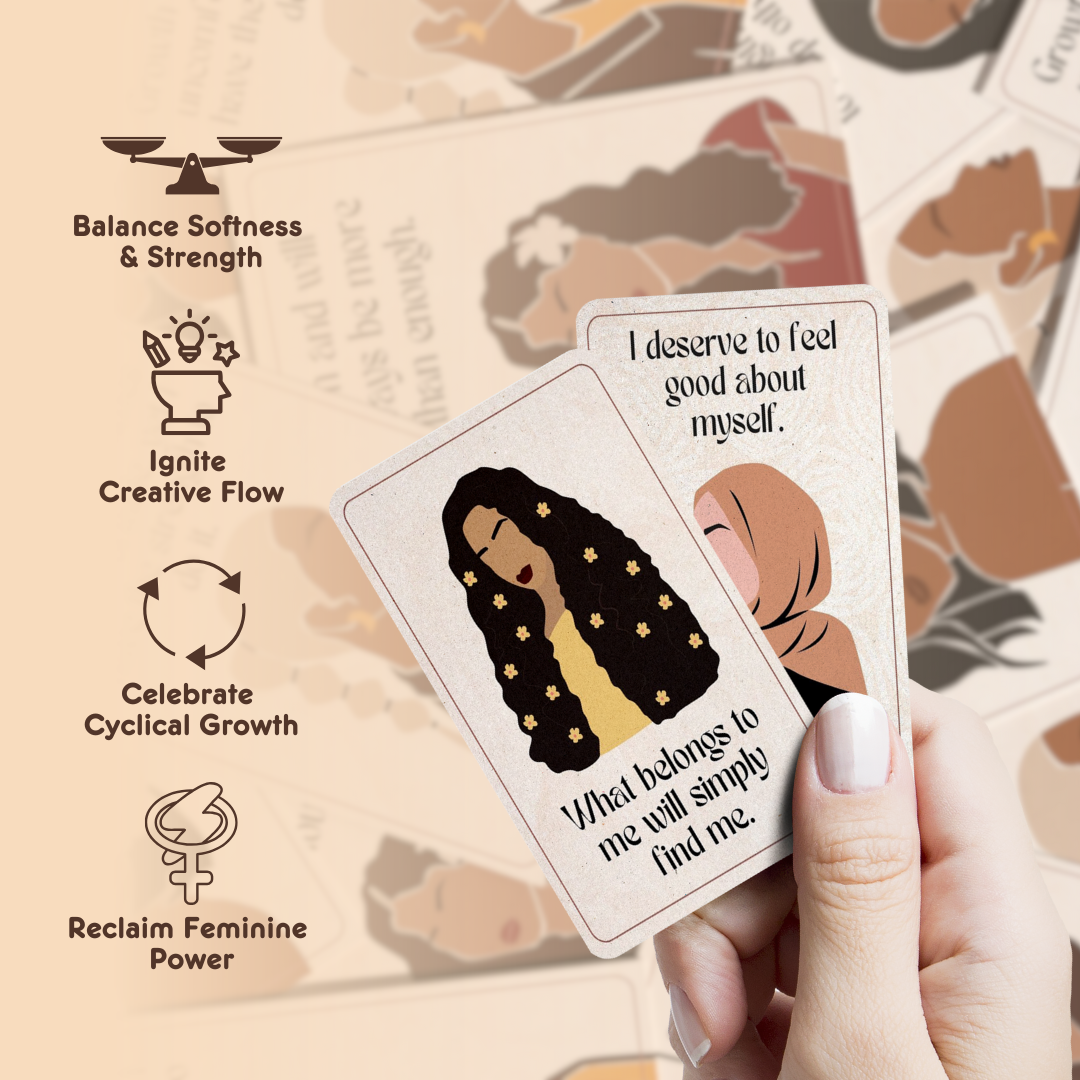 Set of spiritual cards with mystical artwork and messages.