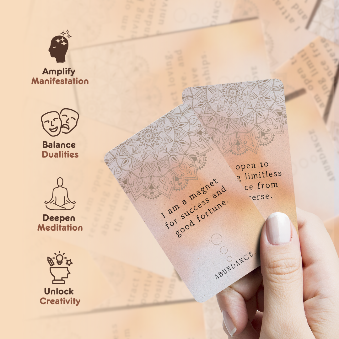 Set of spiritual cards with mystical artwork and messages.