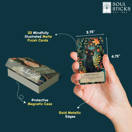 Set of spiritual cards with mystical artwork and messages.