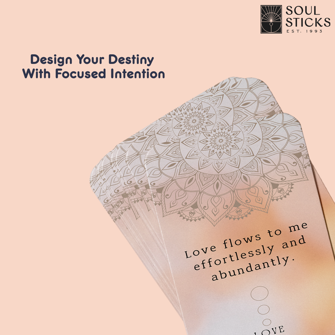 Set of spiritual cards with mystical artwork and messages.