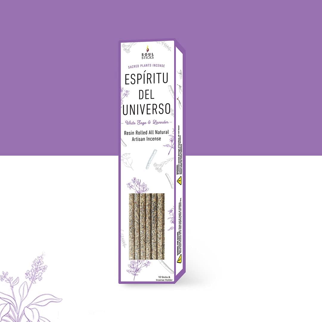 Espiritu del Universo, White Sage & Lavender Resin Rolled Incense Sticks