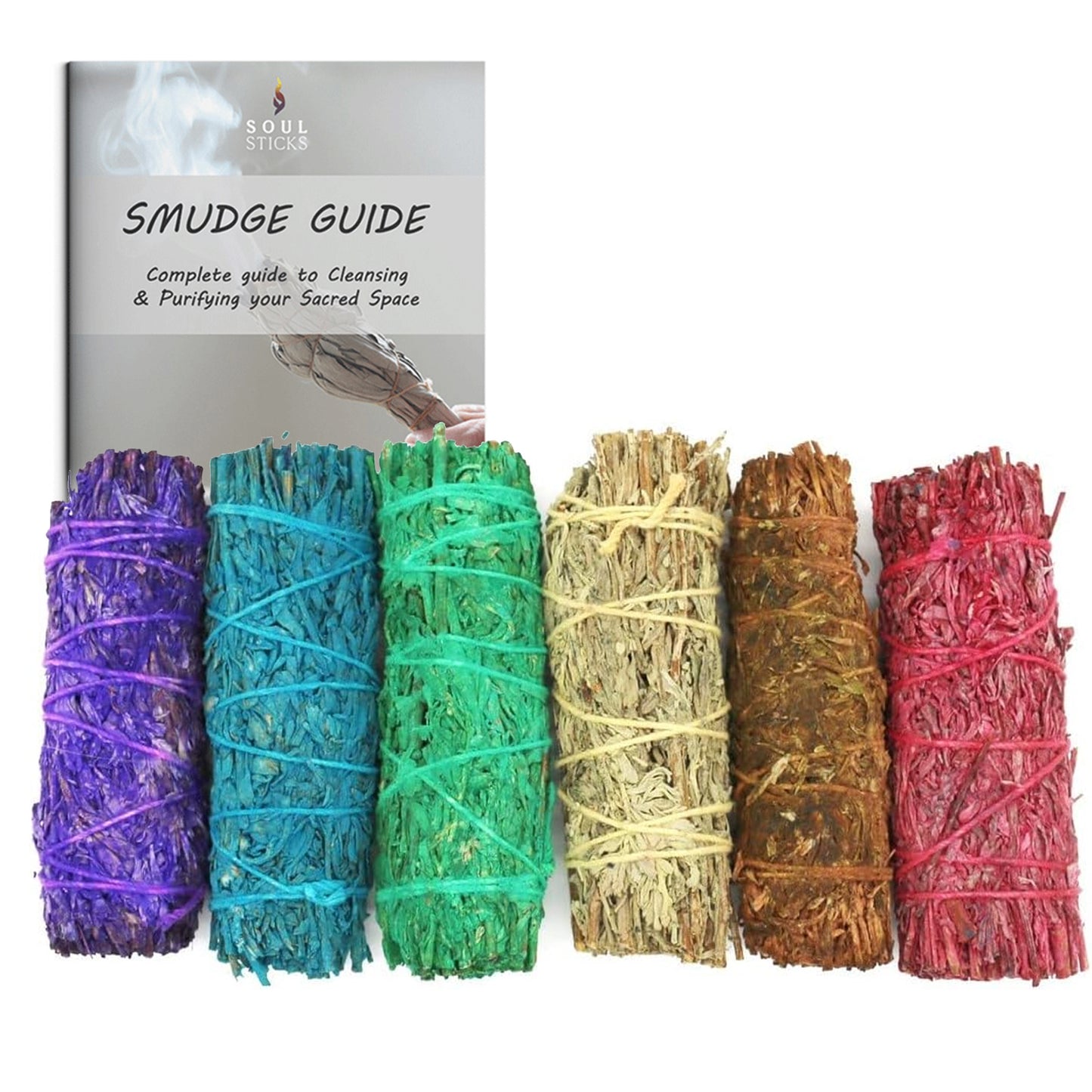 Variety Scented Sage Smudge Sticks Set with Smudge Guide (6 PK)