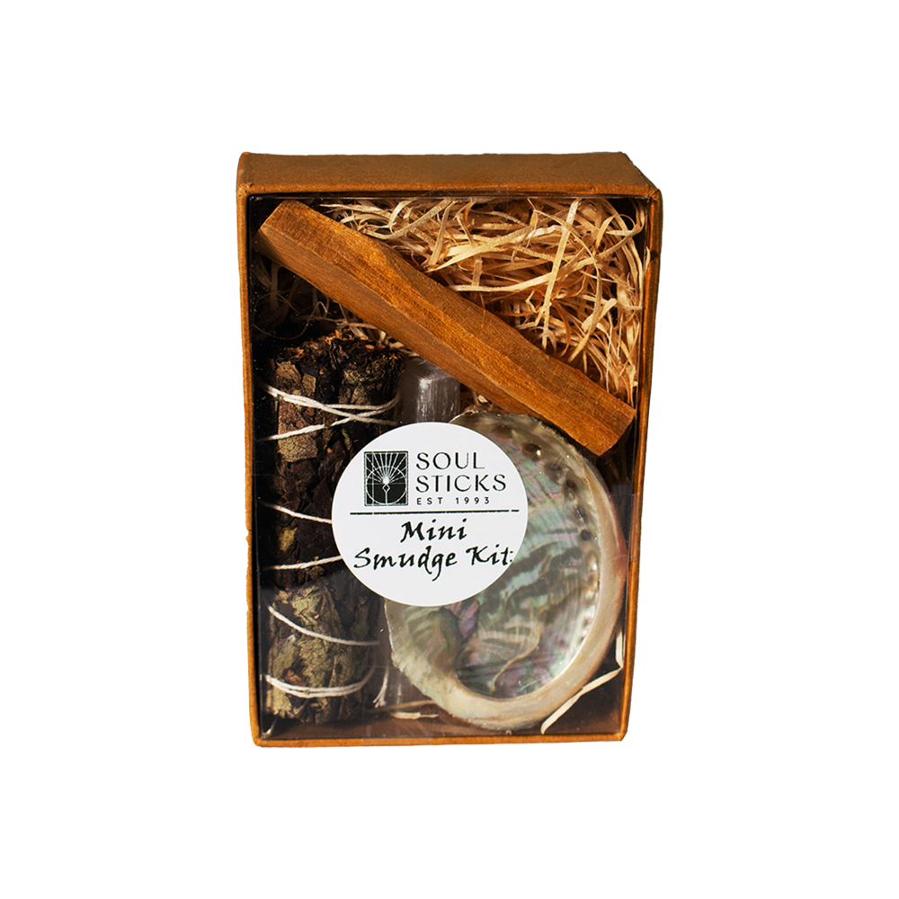 Soul Sticks Mini Smudge Kit in a wooden box on a white background
