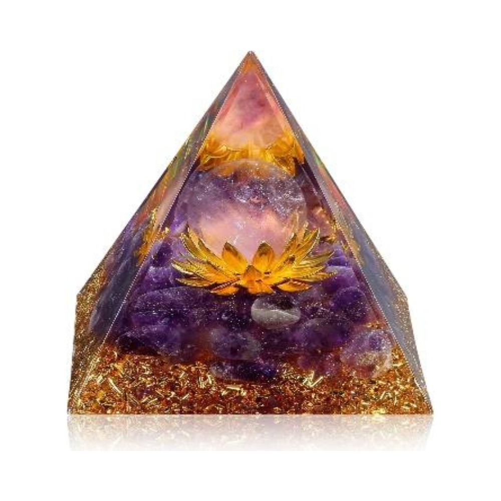 AMETHYST LOTUS CRYSTAL PYRAMID (80 MM)