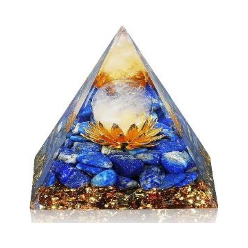 LOTUS ORANGE ORGONITE CRYSTAL PYRAMID (80 MM)
