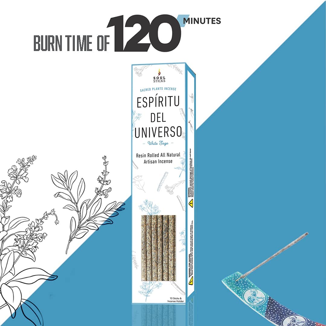 Espiritu del Universo, White Sage Resin Rolled Incense Sticks
