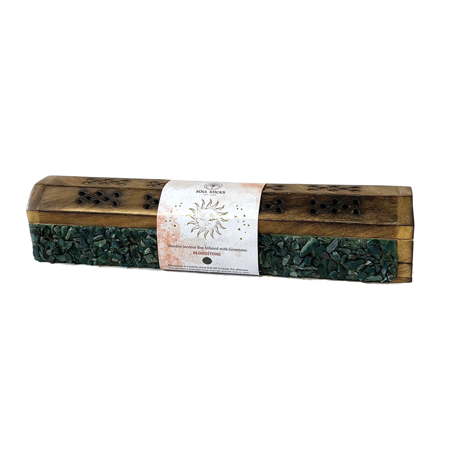 12" Bloodstone Elements Wooden Incense Coffin Box