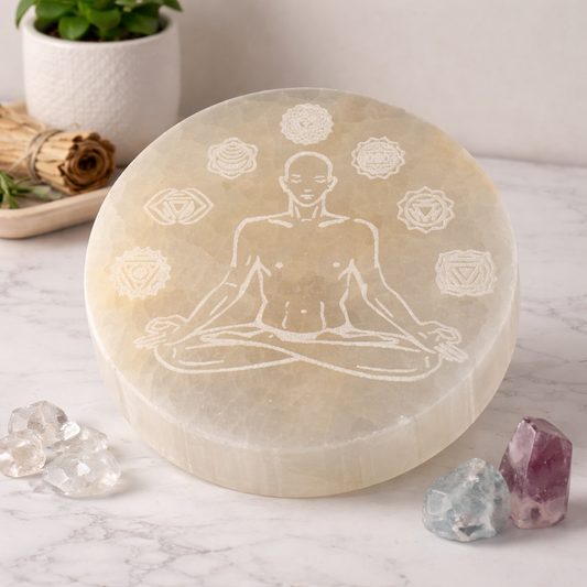 Selenite Meditation Charging Plate shown from another angle