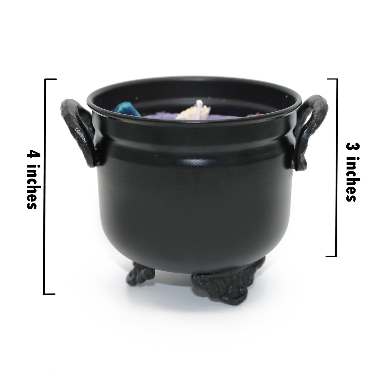 Mini cast iron cauldron designed for rituals, meditation, and energy cleansing.