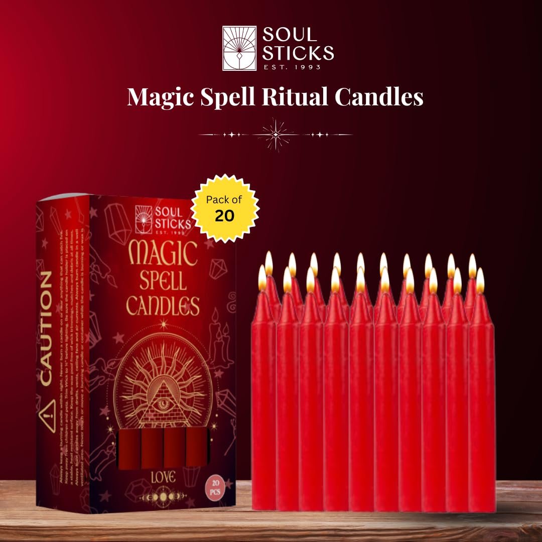 SOUL STICKS 4" Premium Magic Spell Chime Taper Candles Bulk 20 Pack for Rituals, Ceremonies, Meditation, Altar and Spells