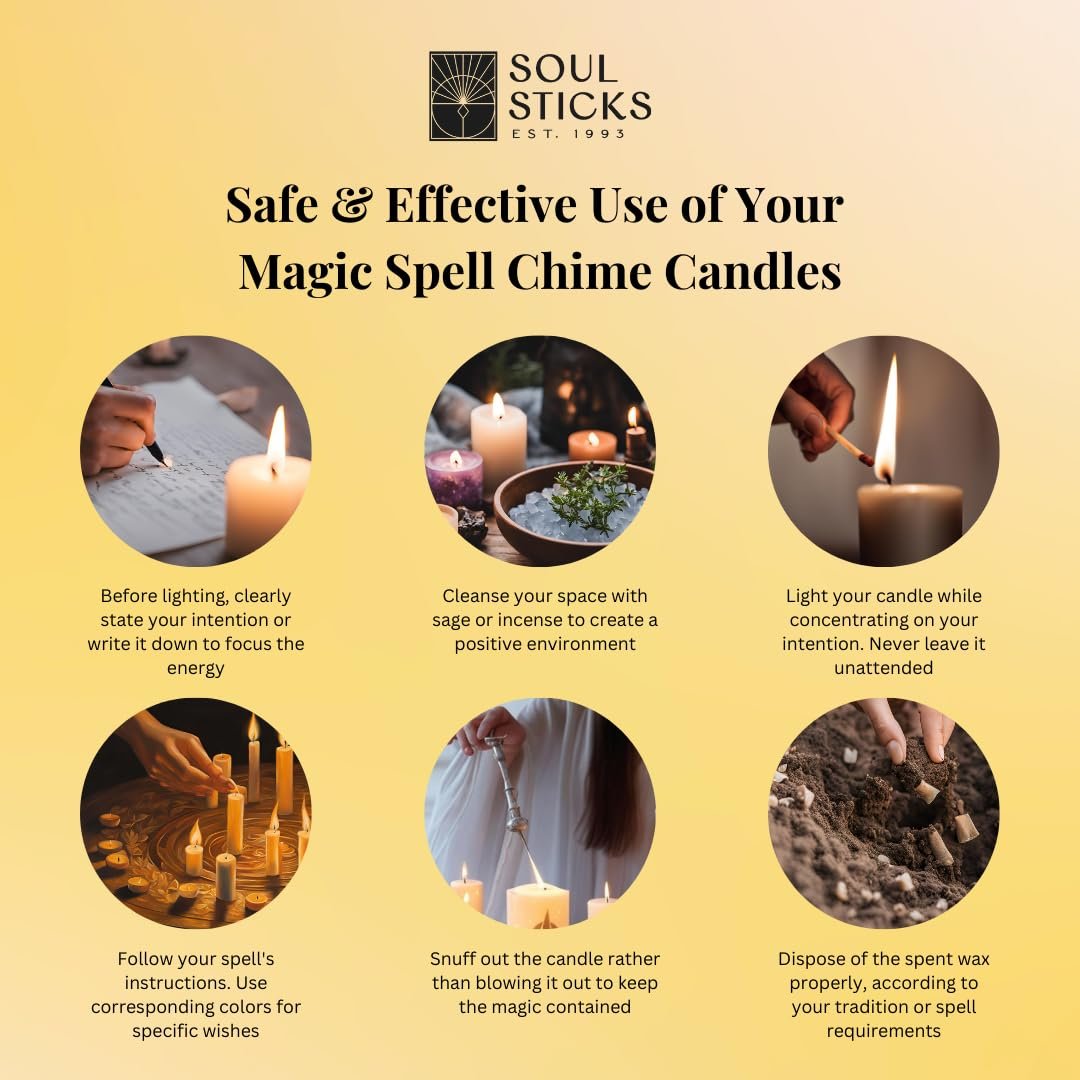 SOUL STICKS 4" Premium Magic Spell Chime Taper Candles Bulk 20 Pack for Rituals, Ceremonies, Meditation, Altar and Spells