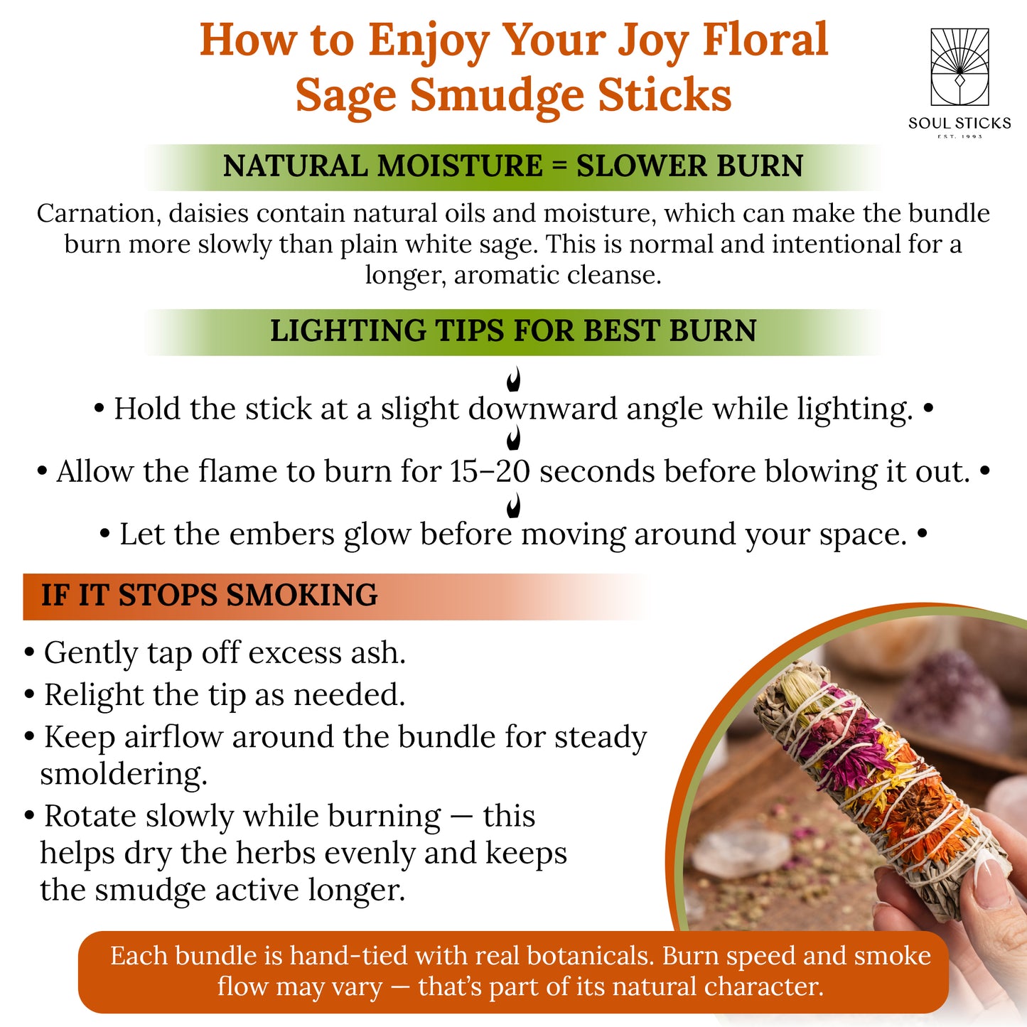 Joy Floral Sage Smudge Sticks with Smudge Guide, 3-Pack