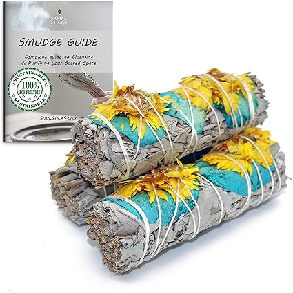 Spring Meadows Floral Sage Smudge Sticks with Smudge Guide (3 PK)