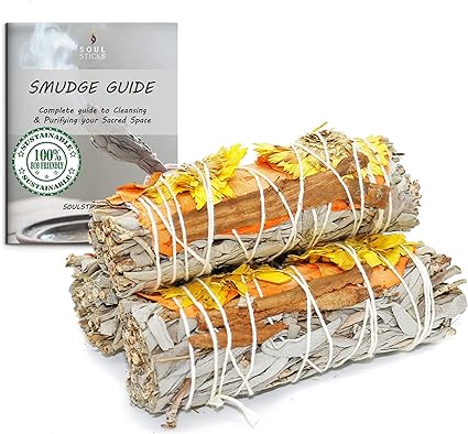 Indian Summer Floral Sage Smudge Sticks with Smudge Guide, 3-Pack