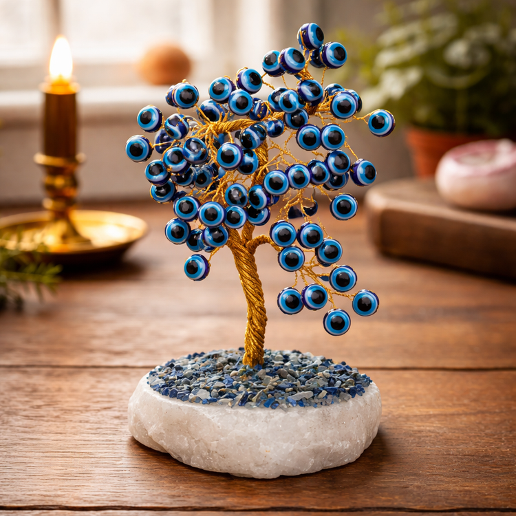 Handcrafted gemstone stone tree with natural crystals, used for decoration, meditation, energy healing, and positive energy.