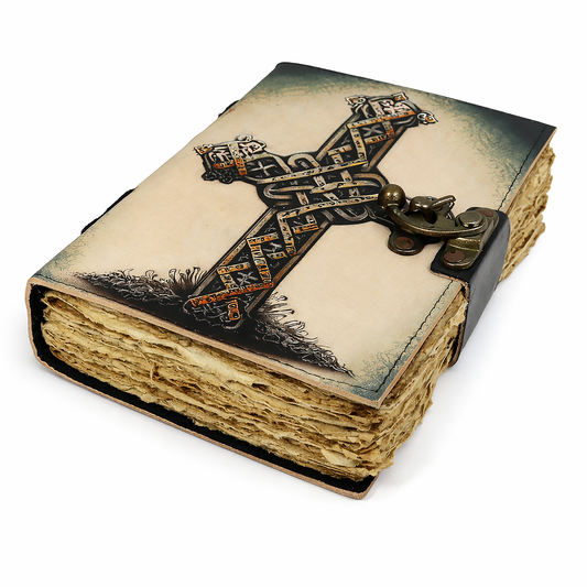 Sacred Cross Blank Leather Journal 5" x 7"