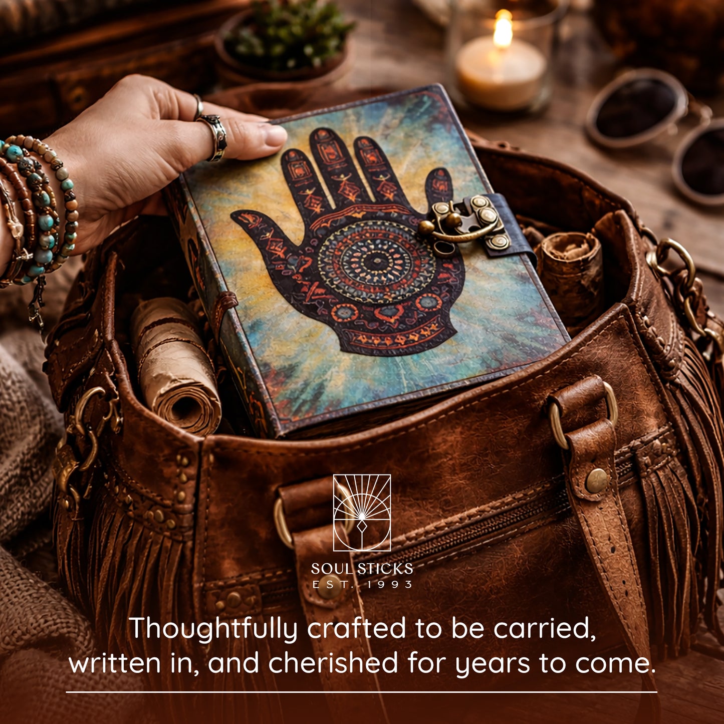 Healing Hand Blank Leather Journal 5" x 7"